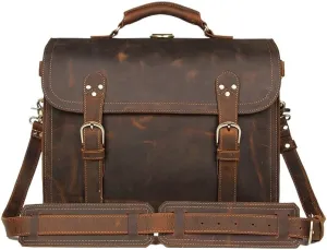 Waterproof Vintage Leather Messenger Bag Business Travel Briefcase Men Vacation Office Work Computer Bag