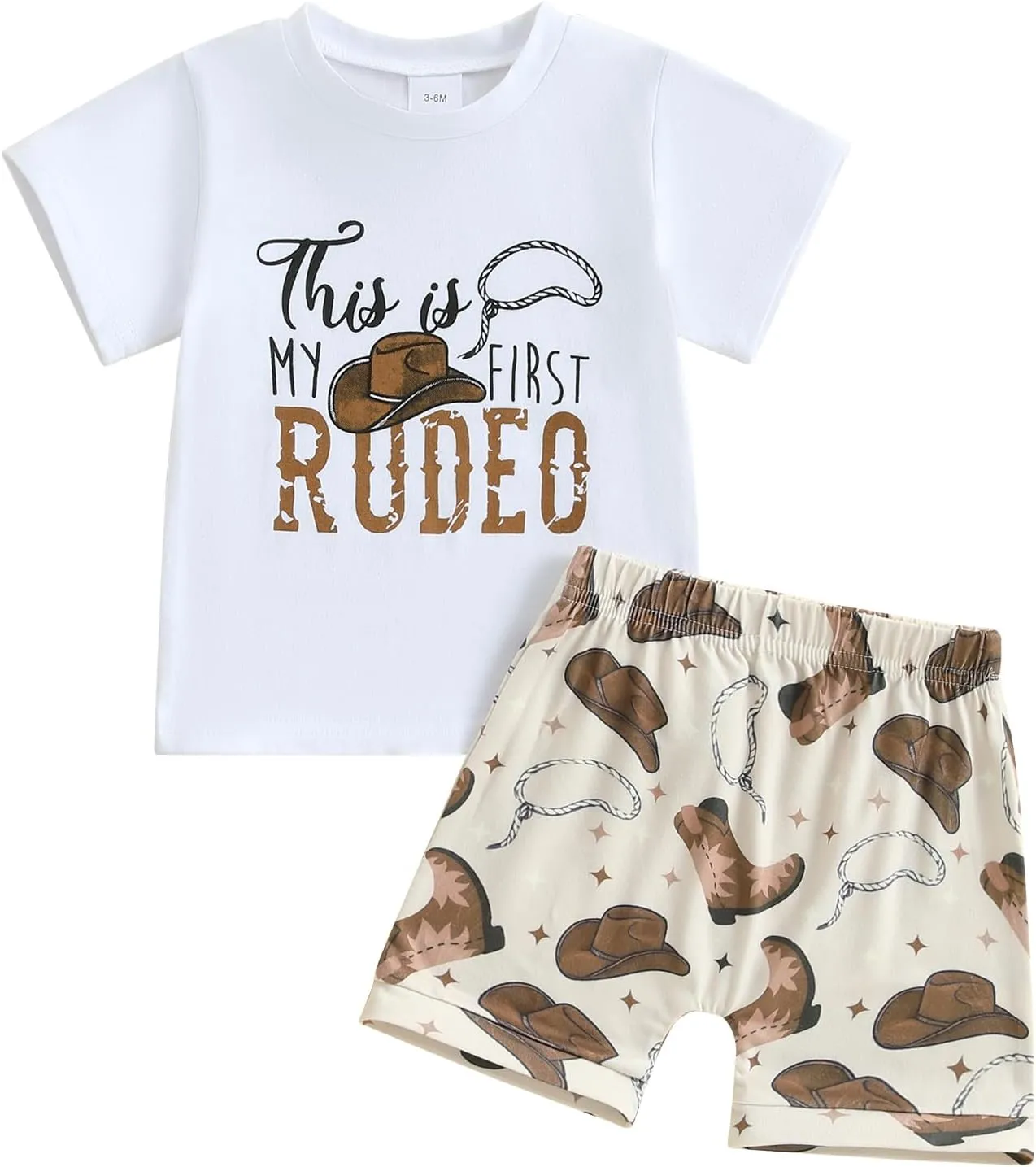 Western Baby Boy Outfit Cow Hat This Is My First Rodeo Short Sleeve t-Shirt Cowboy Shorts Set Western Boot Clothes