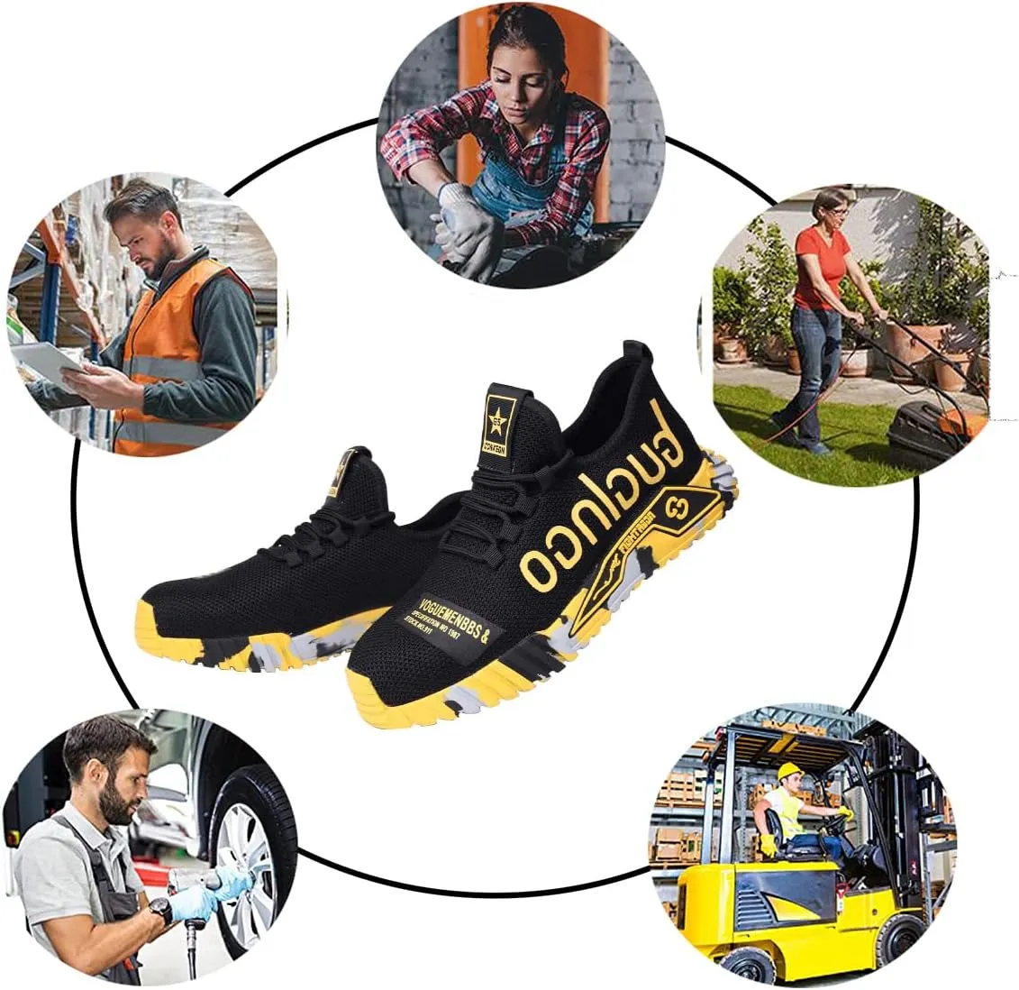 Wide Steel Toe for Women Cushion Safety Shoes,Men Composite Toe Shoe for Women Work and Safety Footwear Breathable Comfortable Slip Resistant,