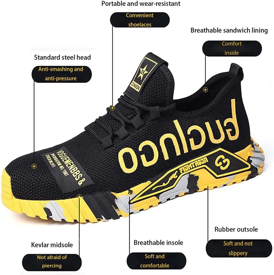 Wide Steel Toe for Women Cushion Safety Shoes,Men Composite Toe Shoe for Women Work and Safety Footwear Breathable Comfortable Slip Resistant,