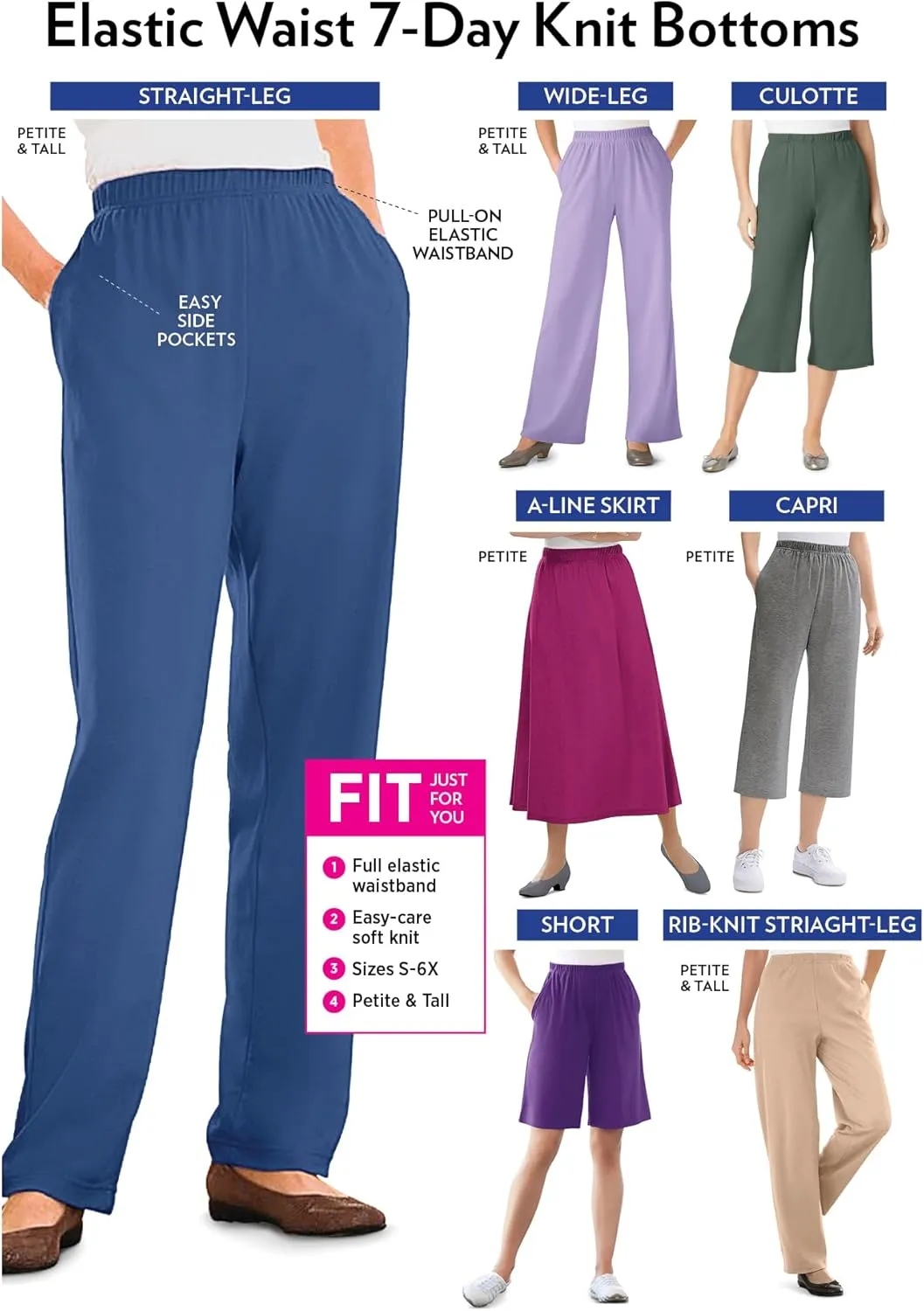 Woman Within Women's Plus Size 7-Day Knit Wide-Leg Pant