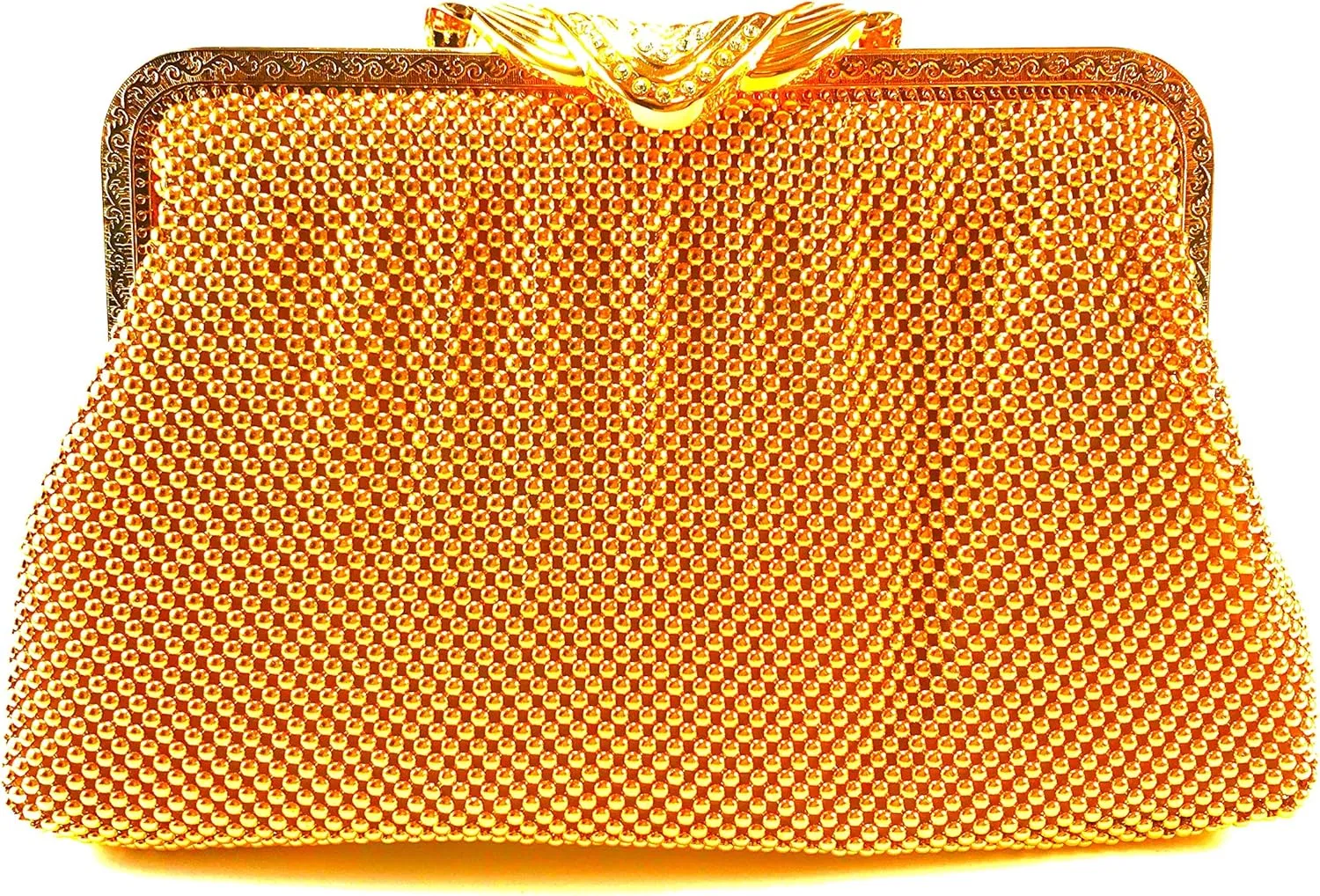 Women clutch metal beaded mesh evening purse for Cocktail Party Prom Wedding Banquet