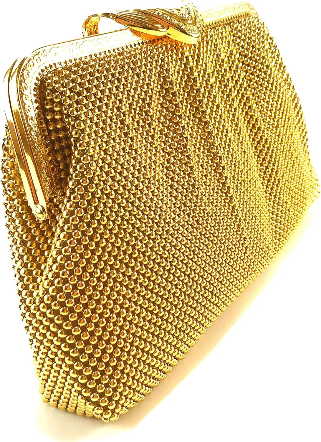 Women clutch metal beaded mesh evening purse for Cocktail Party Prom Wedding Banquet