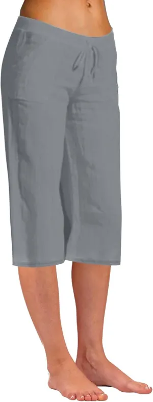 Women Cotton Linen Summer Boho Pants High Waist Ankle Length Plus Size Trouser Travel