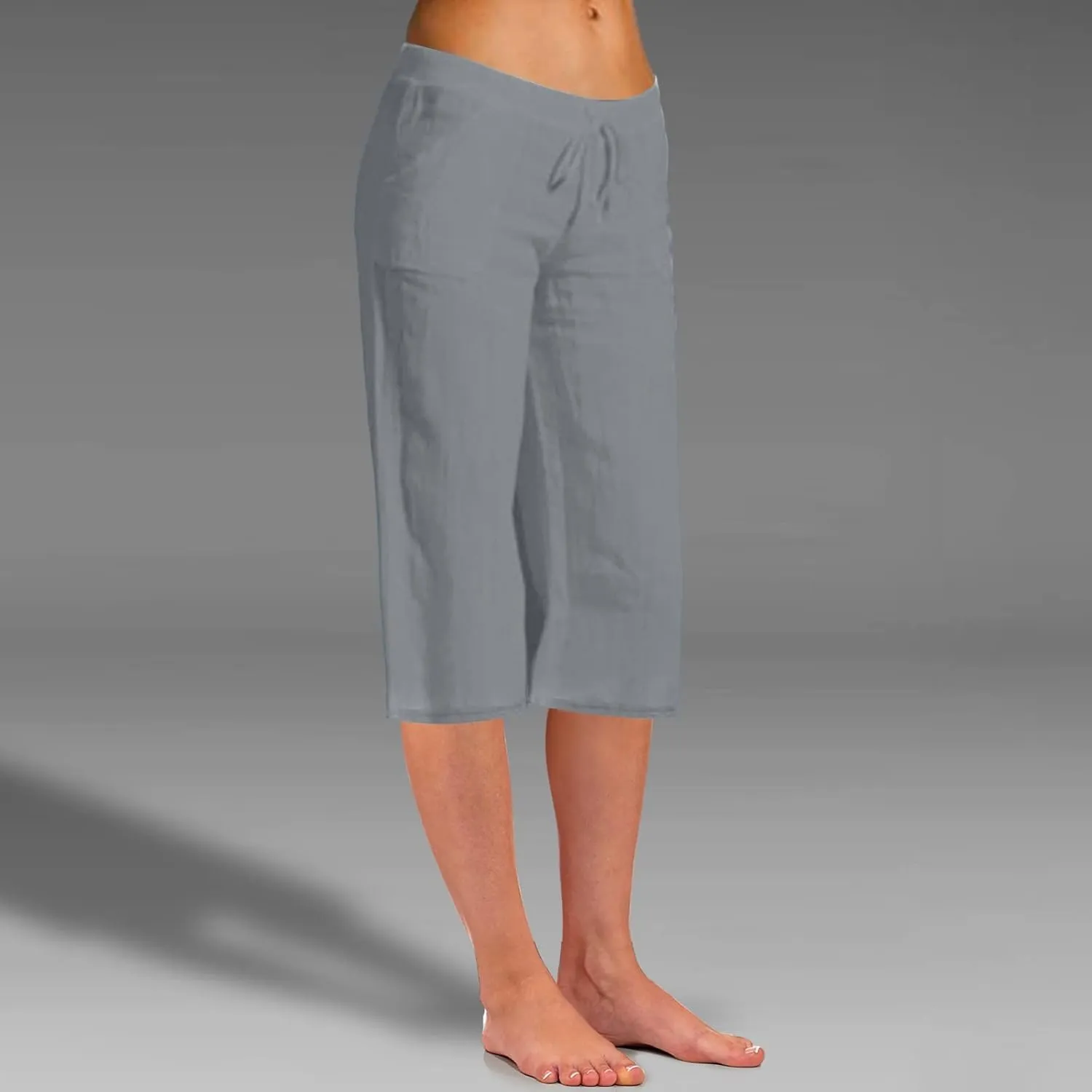 Women Cotton Linen Summer Boho Pants High Waist Ankle Length Plus Size Trouser Travel