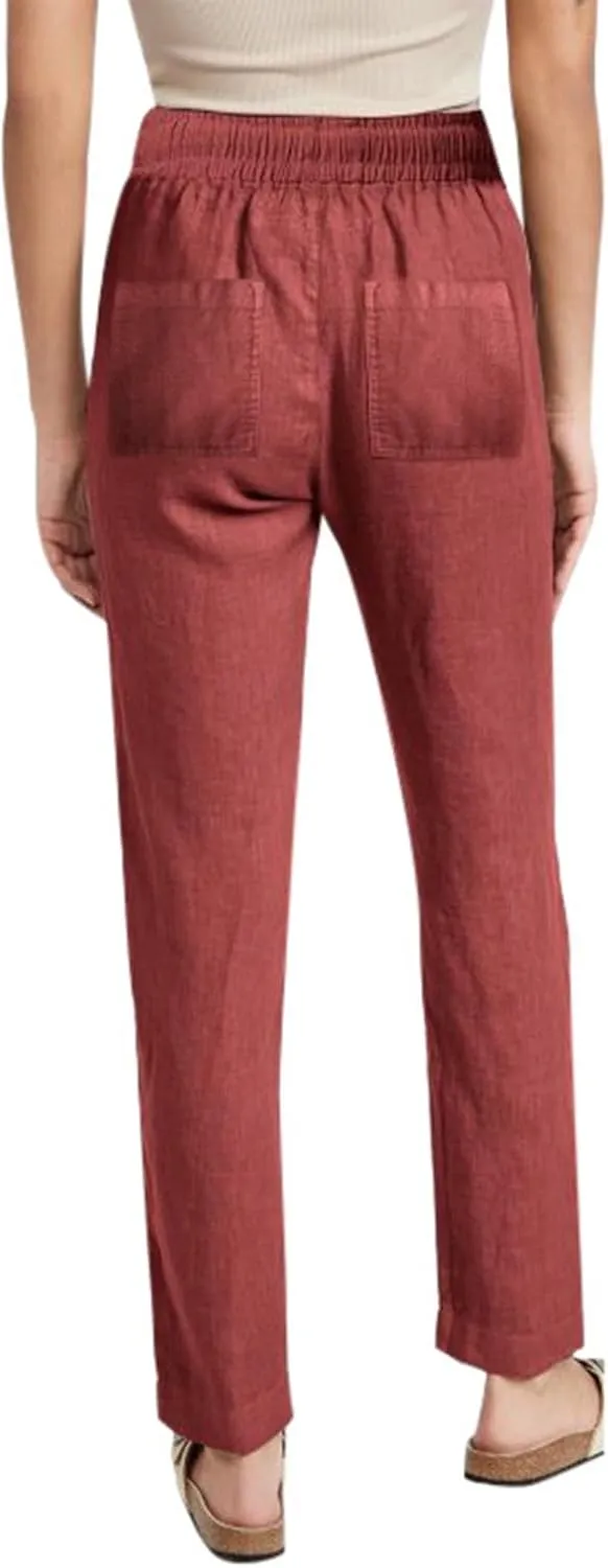 Women Cotton Linen Summer Floral Palazzo Lounge Pants Low Waist Stretchy Slim-Fit Palazzo Pants Beach