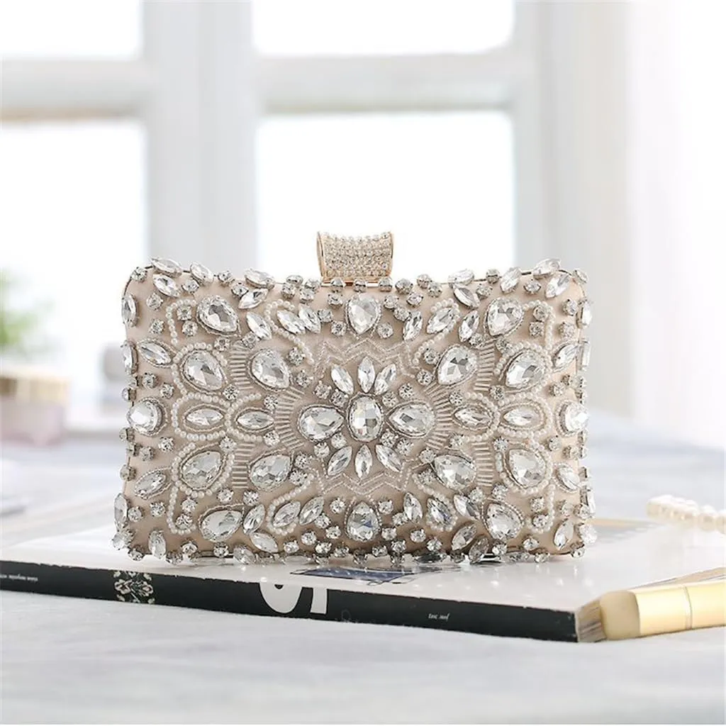 Women Handmade Celebrity Evening Bag Ladies Clutch Heavy Beaded Small Square Bag 6888clutch Bag(D)