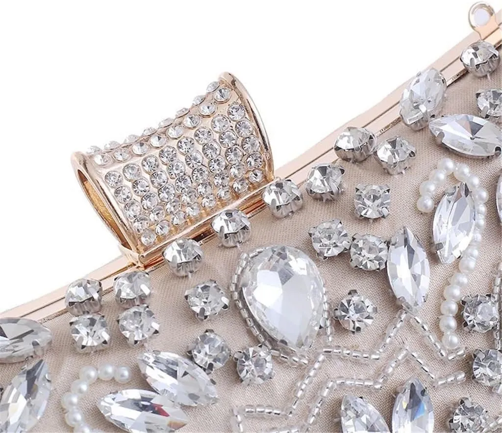 Women Handmade Celebrity Evening Bag Ladies Clutch Heavy Beaded Small Square Bag 6888clutch Bag(D)