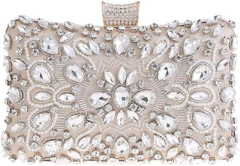 Women Handmade Celebrity Evening Bag Ladies Clutch Heavy Beaded Small Square Bag 6888clutch Bag(D)