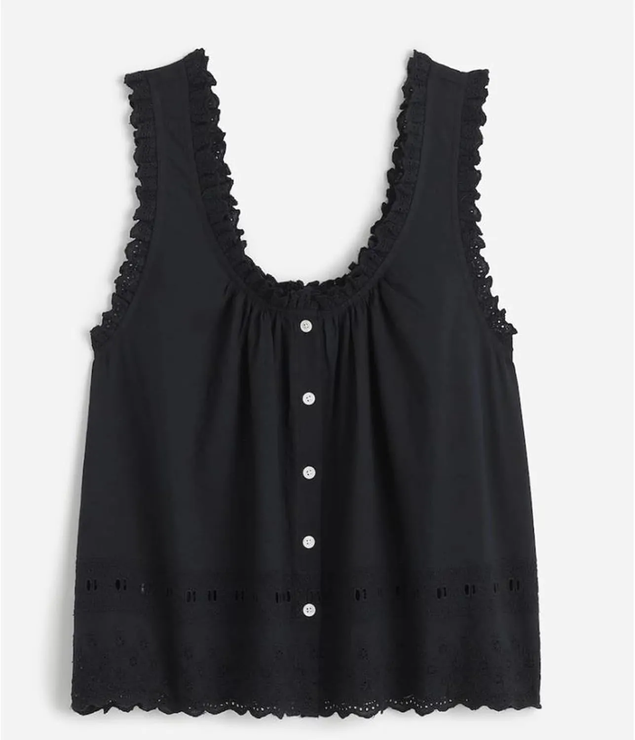 Women Lace Trim Tank Top Vneck Sleeveless Eyelet Embroidery Peplum Shirt Y2k Going Out Vacation Flowy Cami Shirt
