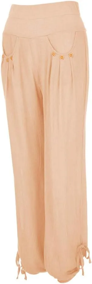 Women Linen Blend Summer Fashion Pant Trousers High Waist Wide Leg Loose Fit Palazzo Pants Business Work