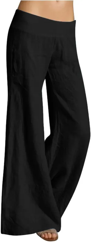 Women Linen Summer Letter Patched Pants Low Waist Long Lounge Slim Fit Pants Travel