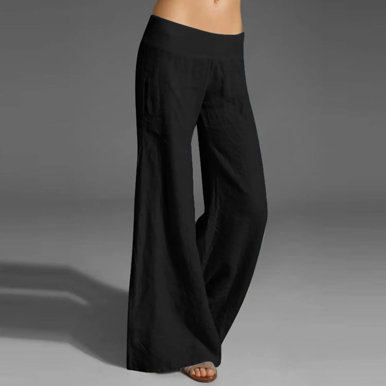 Women Linen Summer Letter Patched Pants Low Waist Long Lounge Slim Fit Pants Travel