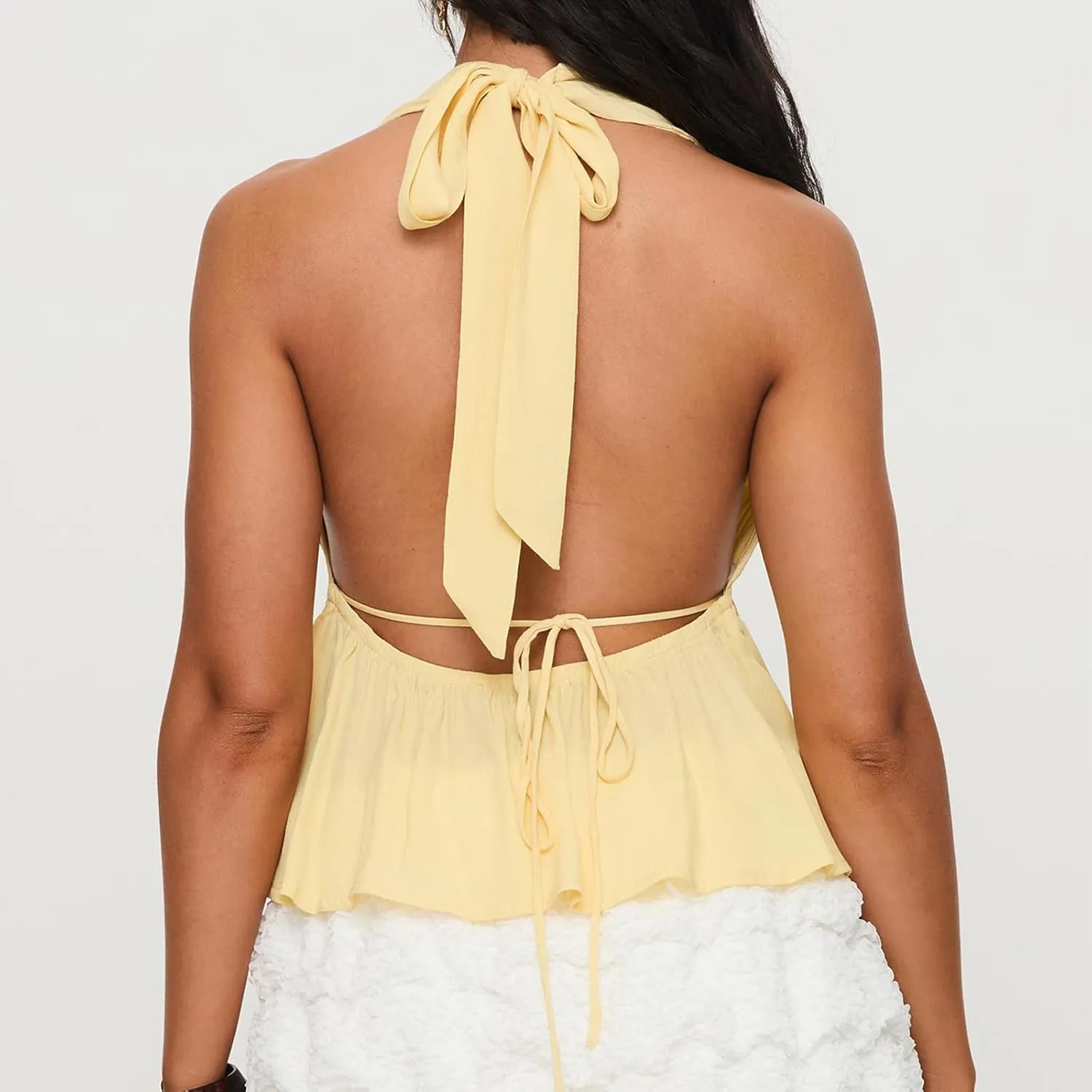 Women Sexy Halter Tops Tie Back Deep V Neck Sleeveless Crop Tops Y2K Backless Tops for Women Party Club Night