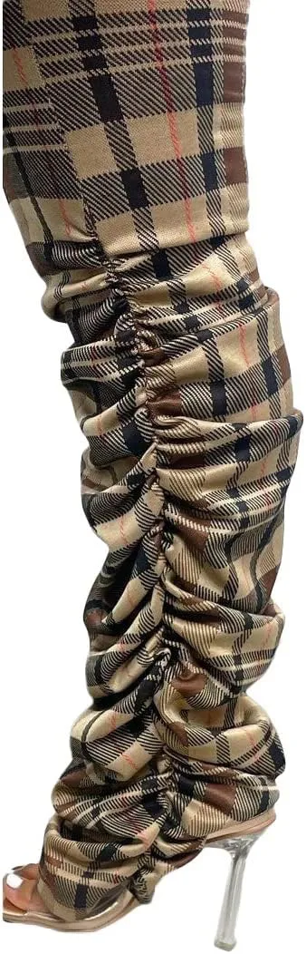 Women Sexy Jumpsuit Plaid Long Sleeves V Neck Grid Bodysuits Lady Fashion Playsuits