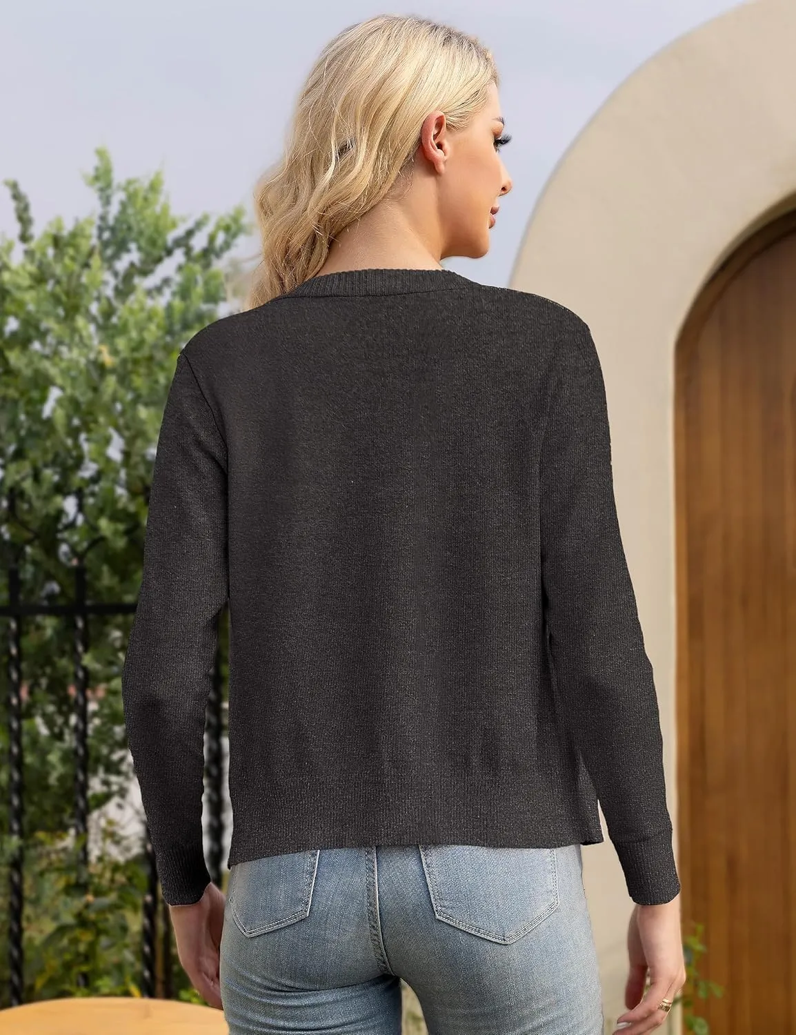 Women's 3/4 Sleeve Cropped Cardigan Sweaters Open Front Bolero Short Shrugs S-XL