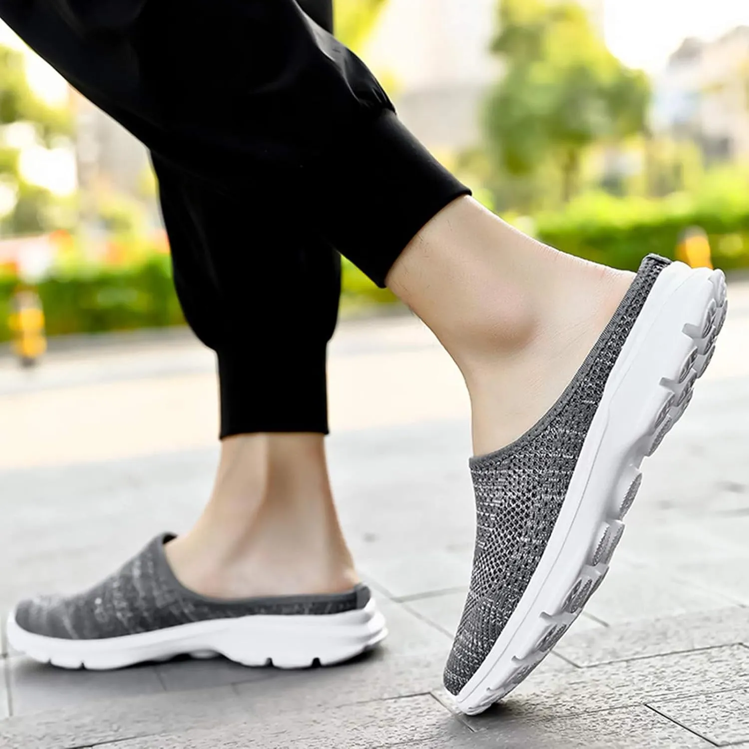 Women's Backless Walking Sneakers Orthopedic Open Back Slip On Mules Lightweight Slippers Closed Toe Slipper Comfort Breathable Mules Indoor Outdoor Anti-Skid Sole Shoes (Unisex)