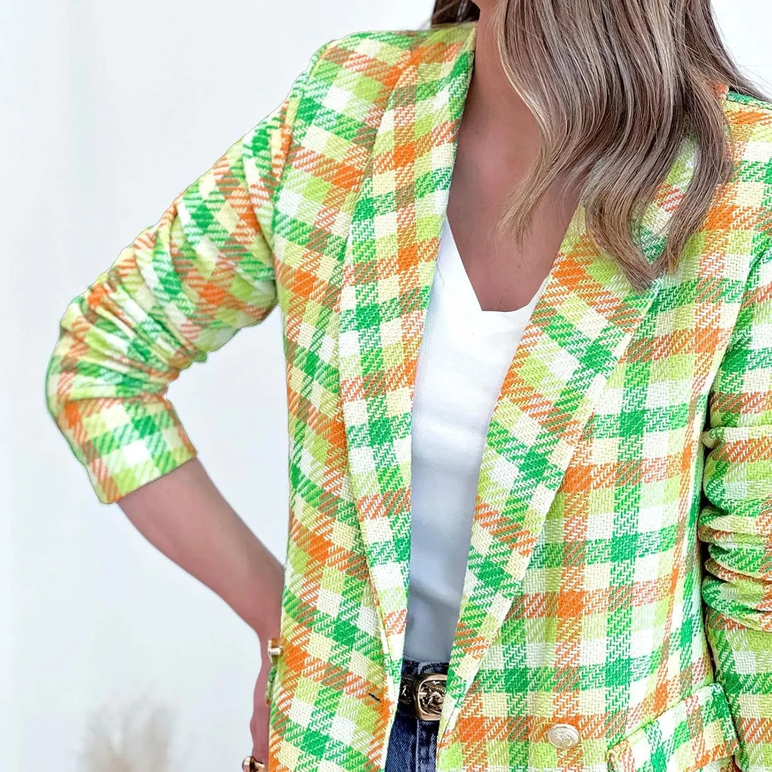 Womens Casual Light Weight Thin Jacket Slim Coat Long Sleeve Blazer Office Business Coats Plaid Down Lightweight Women