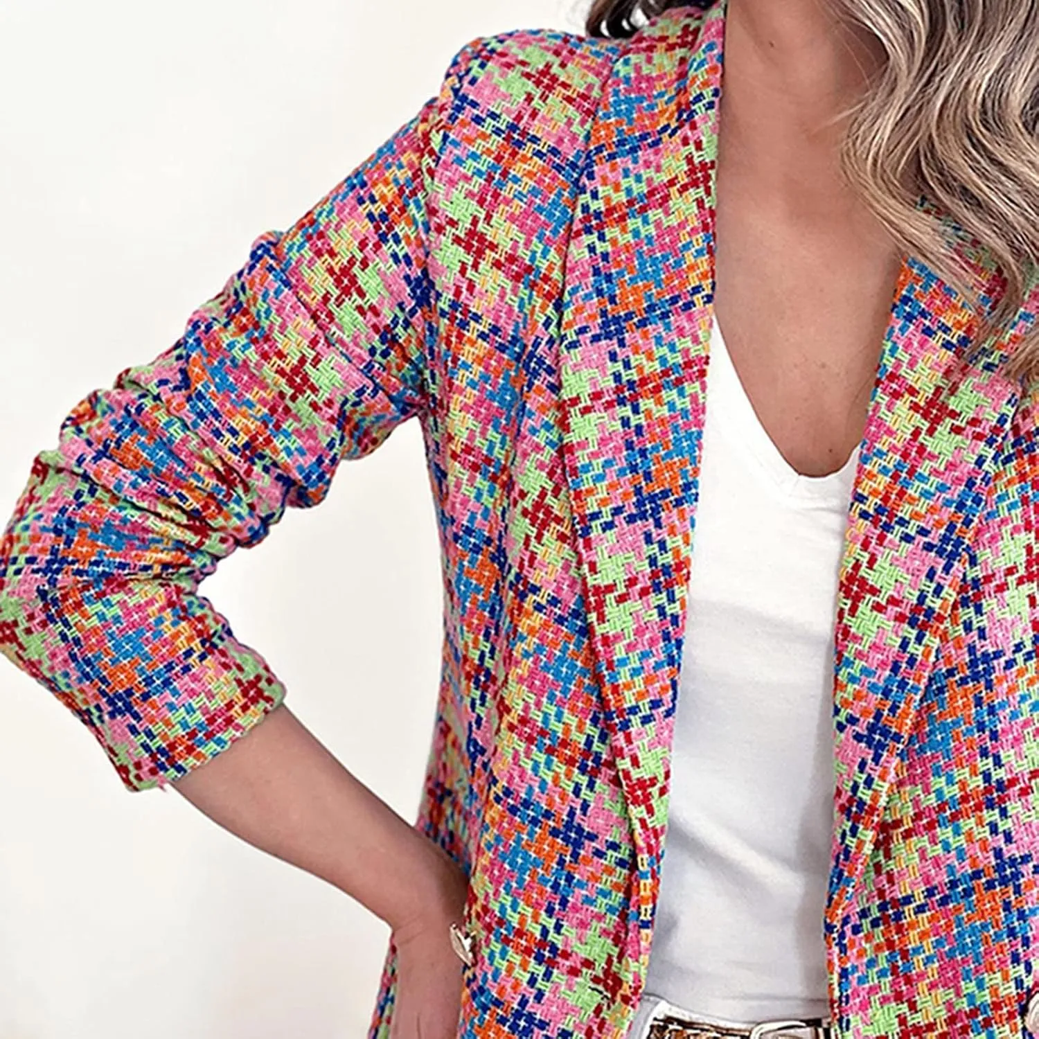 Womens Casual Light Weight Thin Jacket Slim Coat Long Sleeve Blazer Office Business Coats Plaid Down Lightweight Women