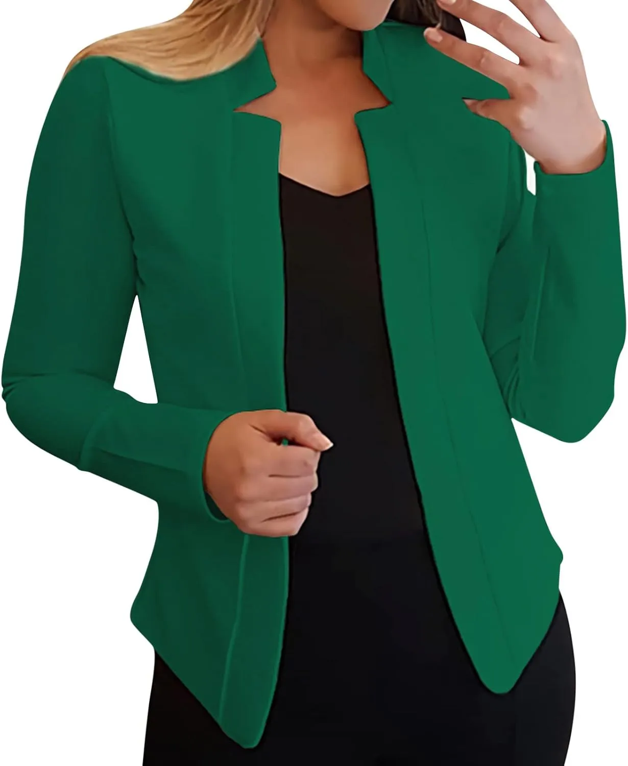 Womens Casual Pocketed Office Blazers Draped Open Front Cardigans Jacket Work Suit Tan Wool Trench Coat Women