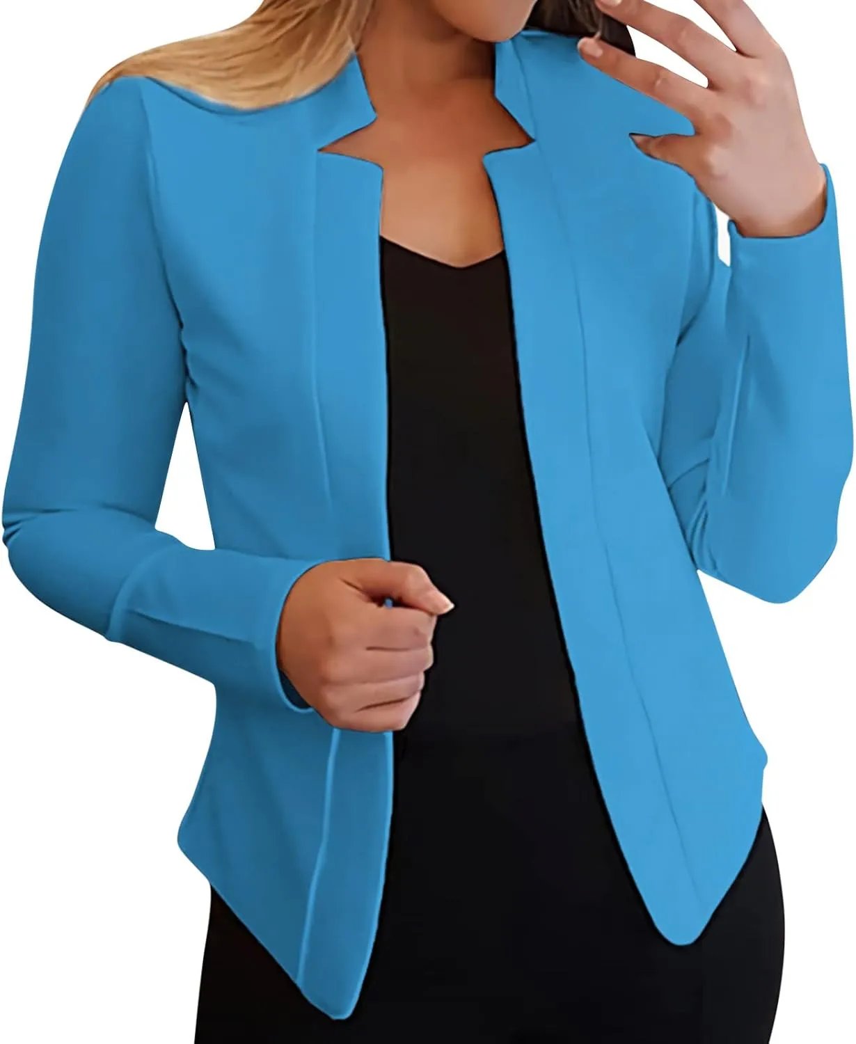 Womens Casual Pocketed Office Blazers Draped Open Front Cardigans Jacket Work Suit Tan Wool Trench Coat Women