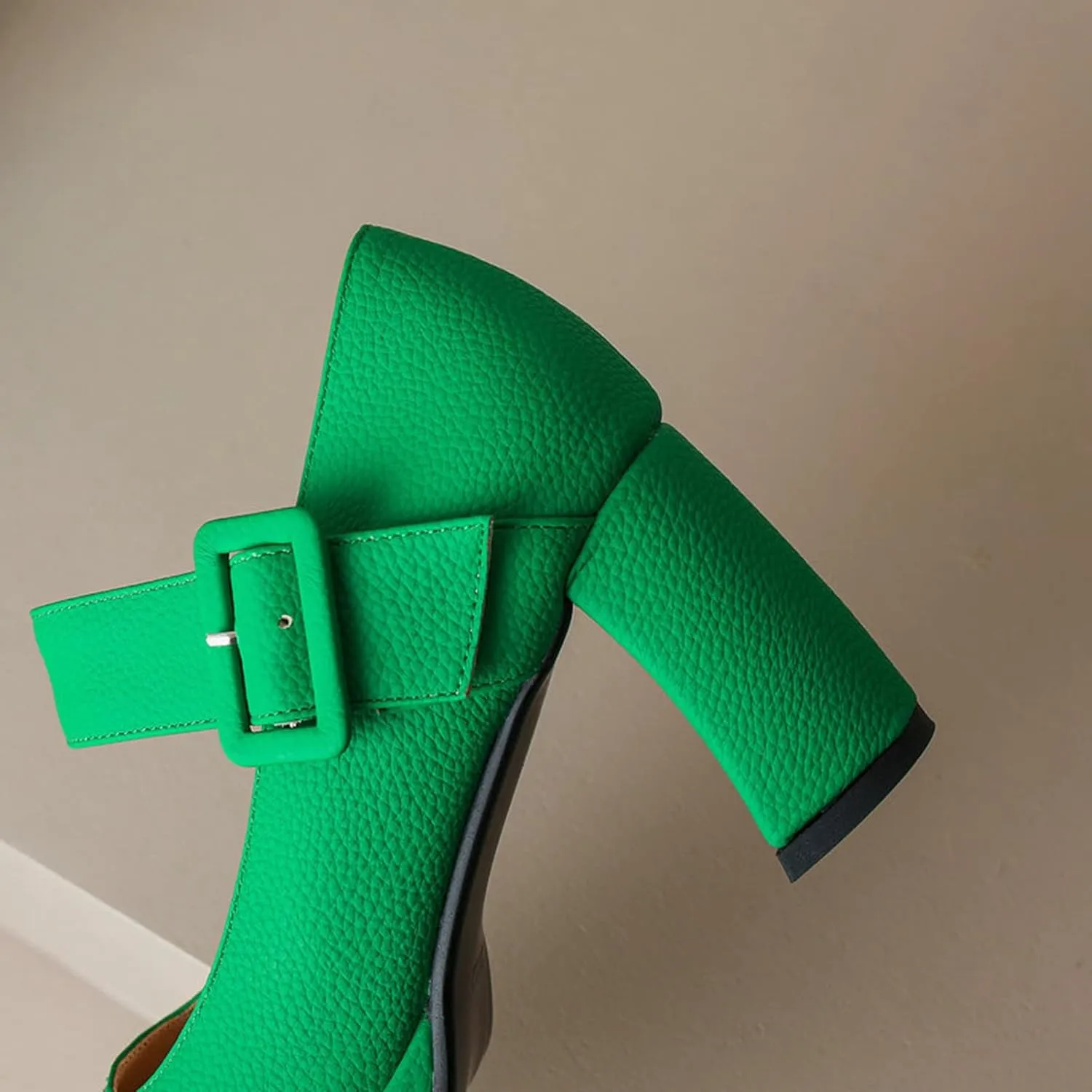 Women's Classic Mary Jane Pumps Platform Chunky High Heel Square Toe Ankle Buckle Strap Dress Shoes