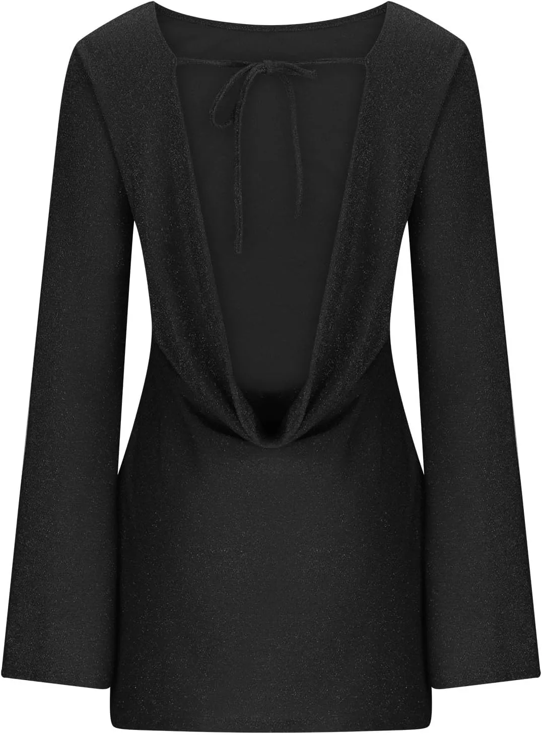 Womens Cocktail Party Dress, Sequins Long Bell Sleeve Backless Comfy Tight Fit Elegant Formal Prom Sexy Mini Dresses