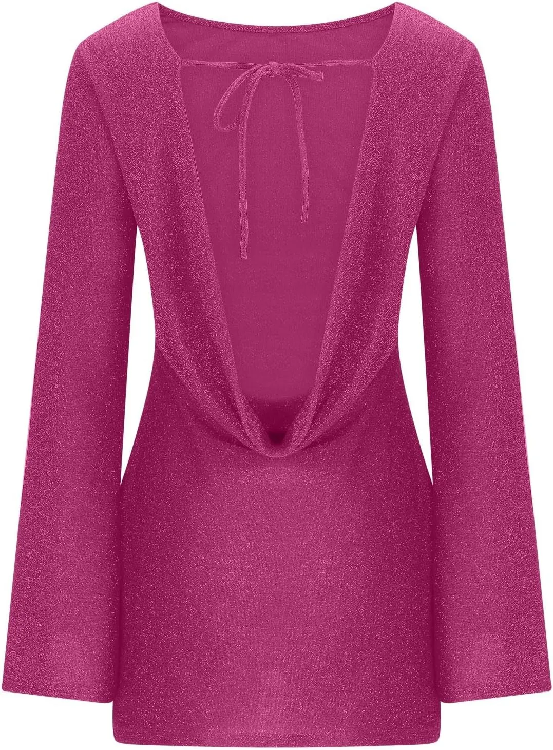 Womens Cocktail Party Dress, Sequins Long Bell Sleeve Backless Comfy Tight Fit Elegant Formal Prom Sexy Mini Dresses
