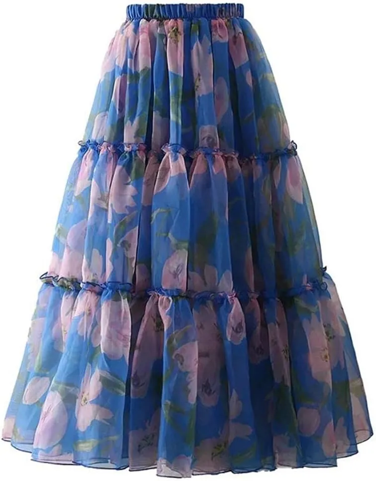 Women's Colorblock Skirt, Printed Fold Detail A-Line Design