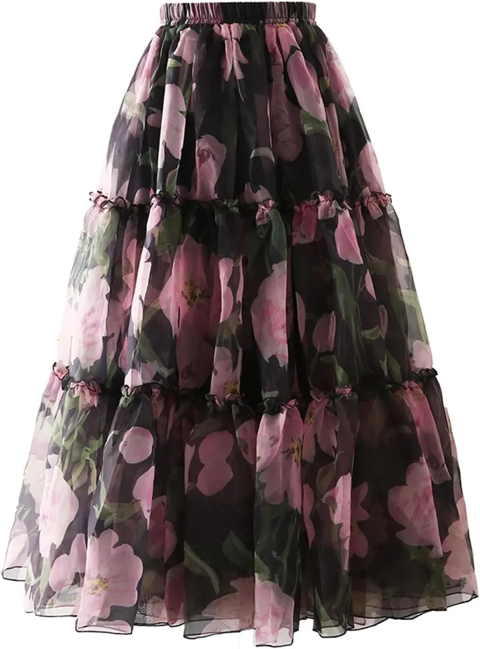 Women's Colorblock Skirt, Printed Fold Detail A-Line Design