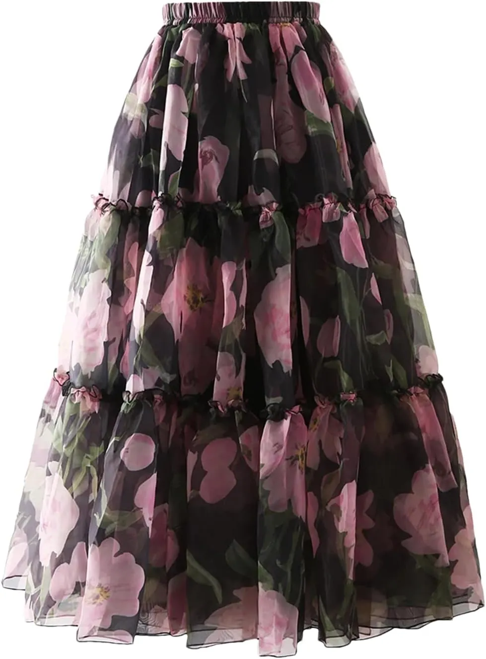 Women's Colorblock Skirt, Printed Fold Detail A-Line Design