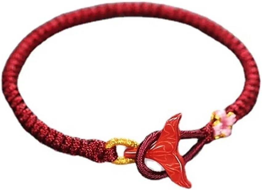 Women's Colorful Bracelets Braided Hand Rope Dolphin Tail Hand-Woven Cinnabar Bracelet Couple Braided Rope Bracelet Adjustable Braided Beach Bracelet (Color : Navy Blue)