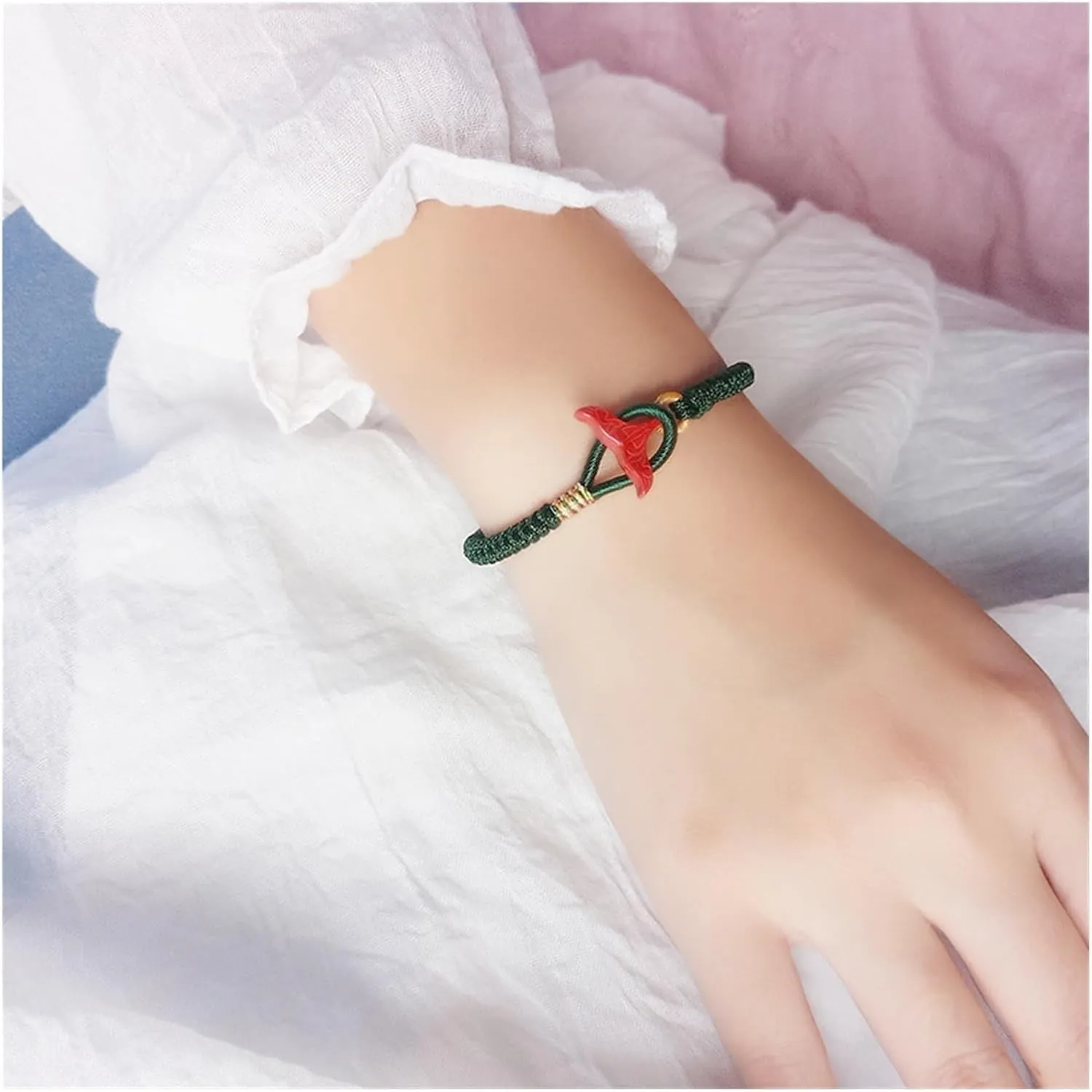 Women's Colorful Bracelets Braided Hand Rope Dolphin Tail Hand-Woven Cinnabar Bracelet Couple Braided Rope Bracelet Adjustable Braided Beach Bracelet (Color : Navy Blue)