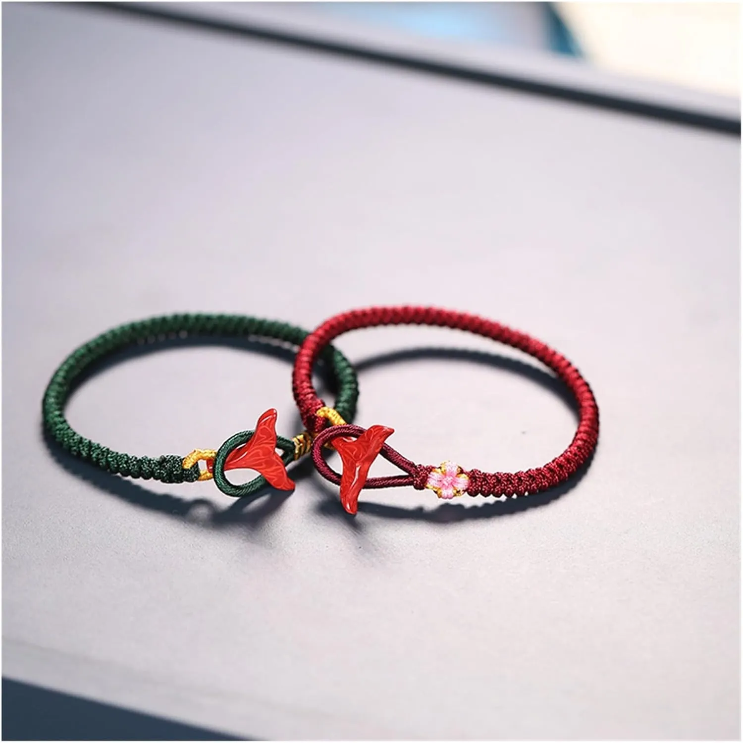 Women's Colorful Bracelets Braided Hand Rope Dolphin Tail Hand-Woven Cinnabar Bracelet Couple Braided Rope Bracelet Adjustable Braided Beach Bracelet (Color : Navy Blue)