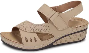 Women's Comfortable Slip On Sandals Open Toe Casual Platform Walking Shoes for Summer Beach Vacation Dressy