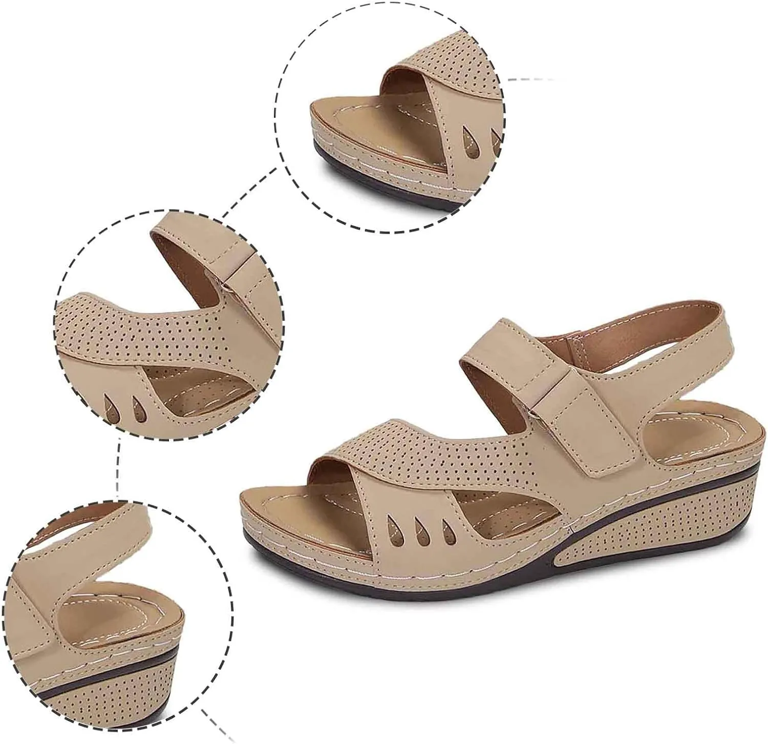 Women's Comfortable Slip On Sandals Open Toe Casual Platform Walking Shoes for Summer Beach Vacation Dressy