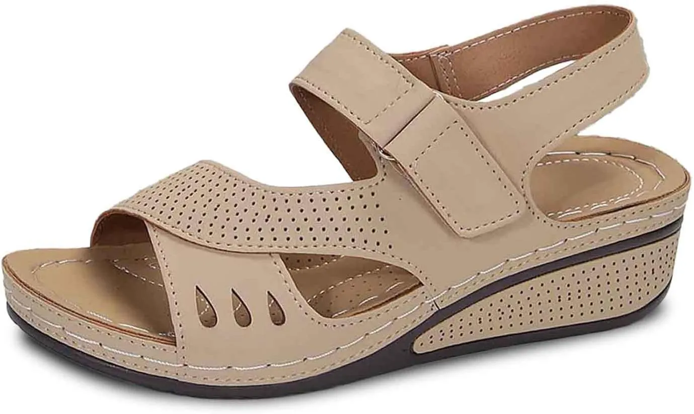 Women's Comfortable Slip On Sandals Open Toe Casual Platform Walking Shoes for Summer Beach Vacation Dressy