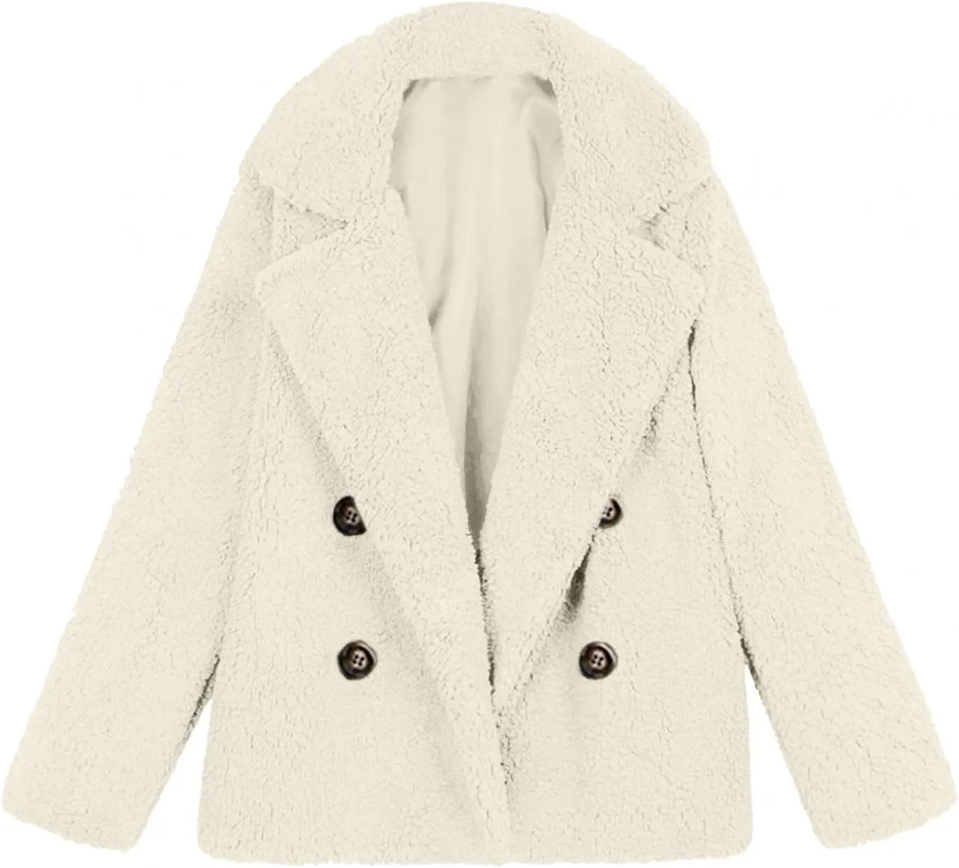Womens Fashion Long Sleeve Lapel Zip Up Faux Shearling Shaggy Oversized Trench Coat Cozy Slouch Fleece Jacket Warm Winter