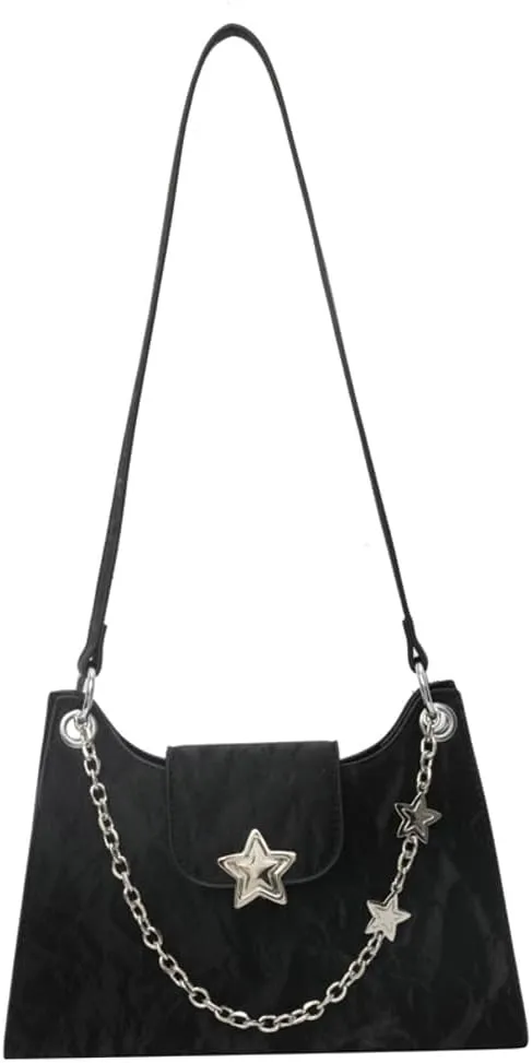 Womens Fashion Shoulder Bag Vegan Leather Hobo Bag Star Tote Bag Purse Small Cute Crossbody Bag
