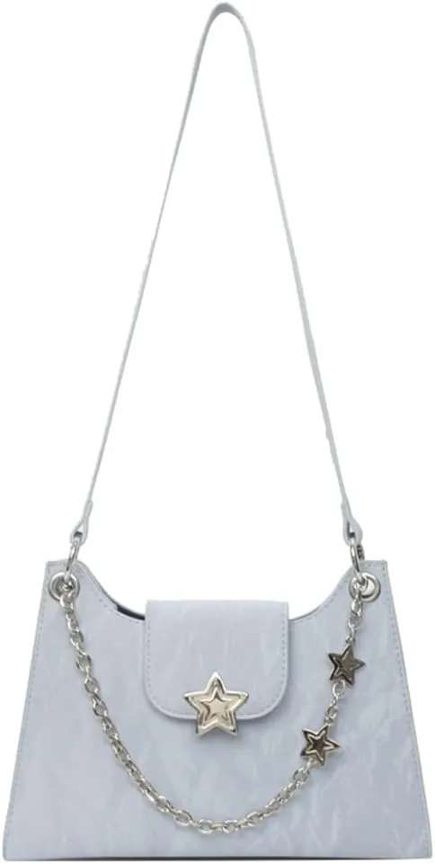 Womens Fashion Shoulder Bag Vegan Leather Hobo Bag Star Tote Bag Purse Small Cute Crossbody Bag