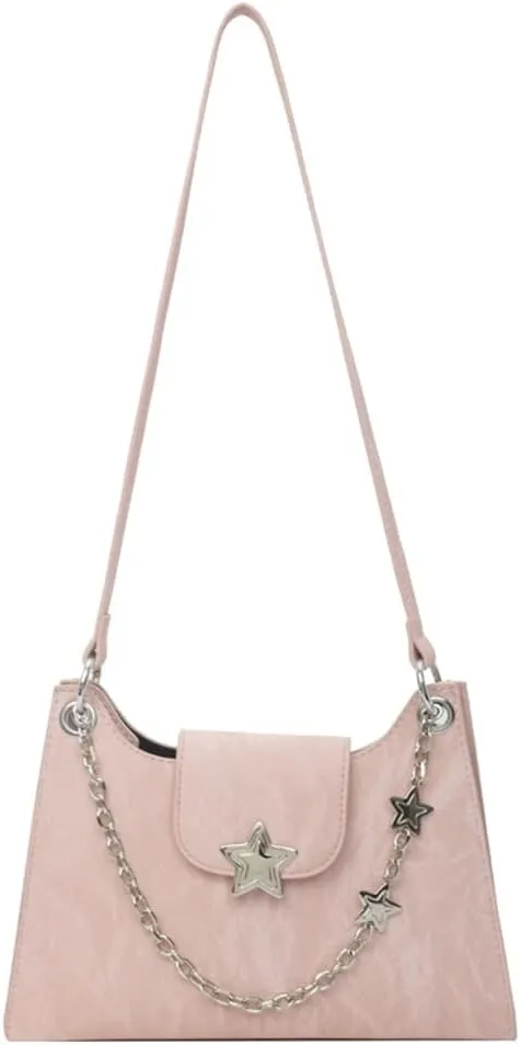 Womens Fashion Shoulder Bag Vegan Leather Hobo Bag Star Tote Bag Purse Small Cute Crossbody Bag