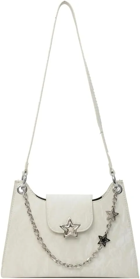Womens Fashion Shoulder Bag Vegan Leather Hobo Bag Star Tote Bag Purse Small Cute Crossbody Bag
