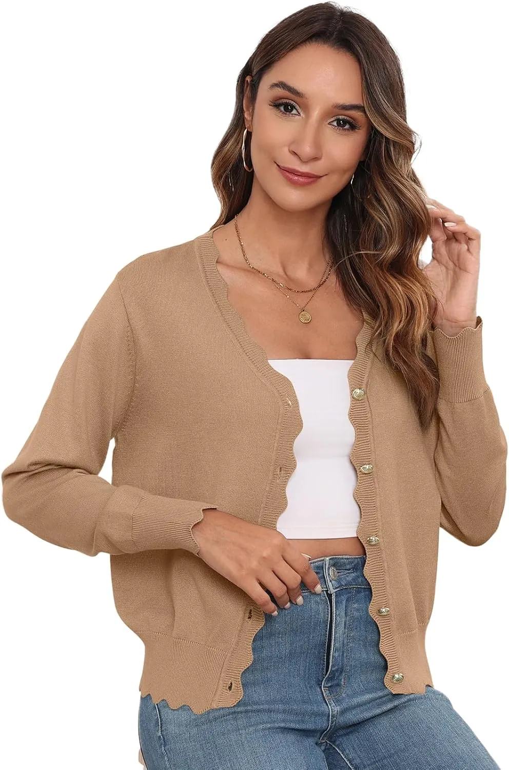 Women's Lightweight Cardigans Casual Long Sleeve V-Neck Button Print Sweaters Open Front Outerwear