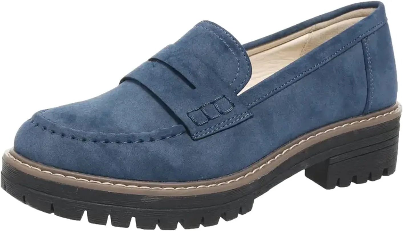 Womens Loafers Dressy Suede Chunky Slip On Shoes Penny Loafer Lug Sole Comfortable Casual Business Shoes Summer Fashion Office Shoe Retro Comfy Oxford for Work