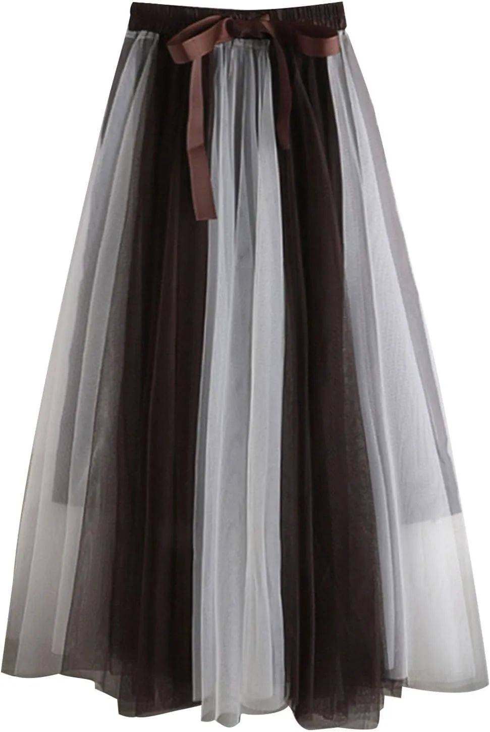 Women's Long Rainbow A Line Tulle Skirts High Waisted Pleated Flowy Fairy Skirt A Line Bridesmaid Wedding Midi Skirt