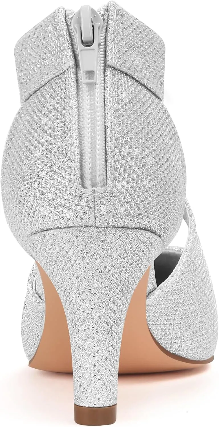 Women's Pumps,Comfortable Closed Toe 3-Inch Kitten Heels,Low Heels for Work,Office,Wedding,and Dressy Occasions,Dress Shoes for Women