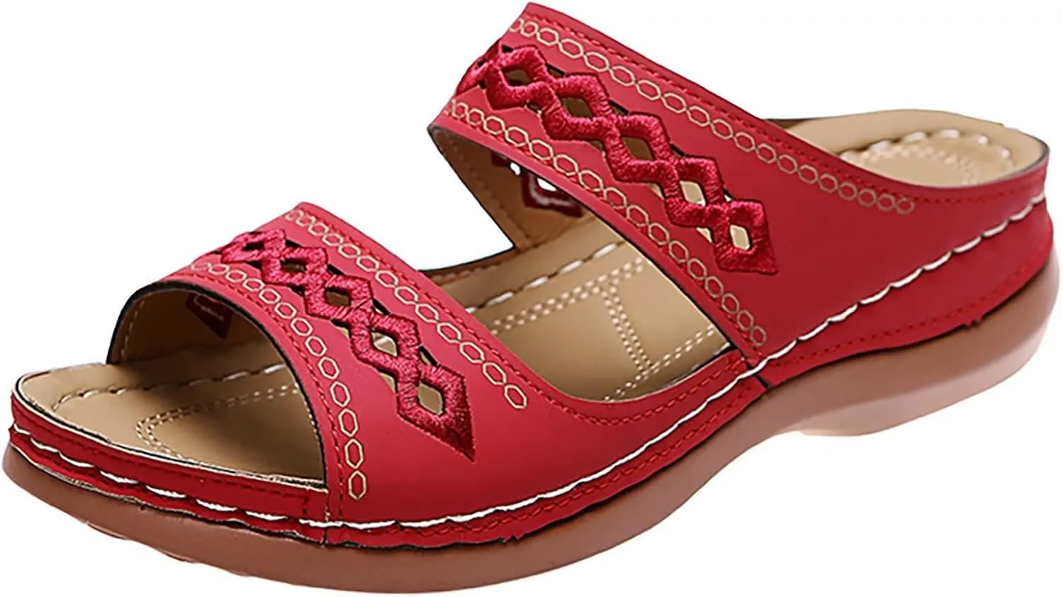 Womens Sandals Arch Support Sandals Orthotic Flat Slippers Open Toed Lightweight Wedge Sandals Comfort Walking Shoes