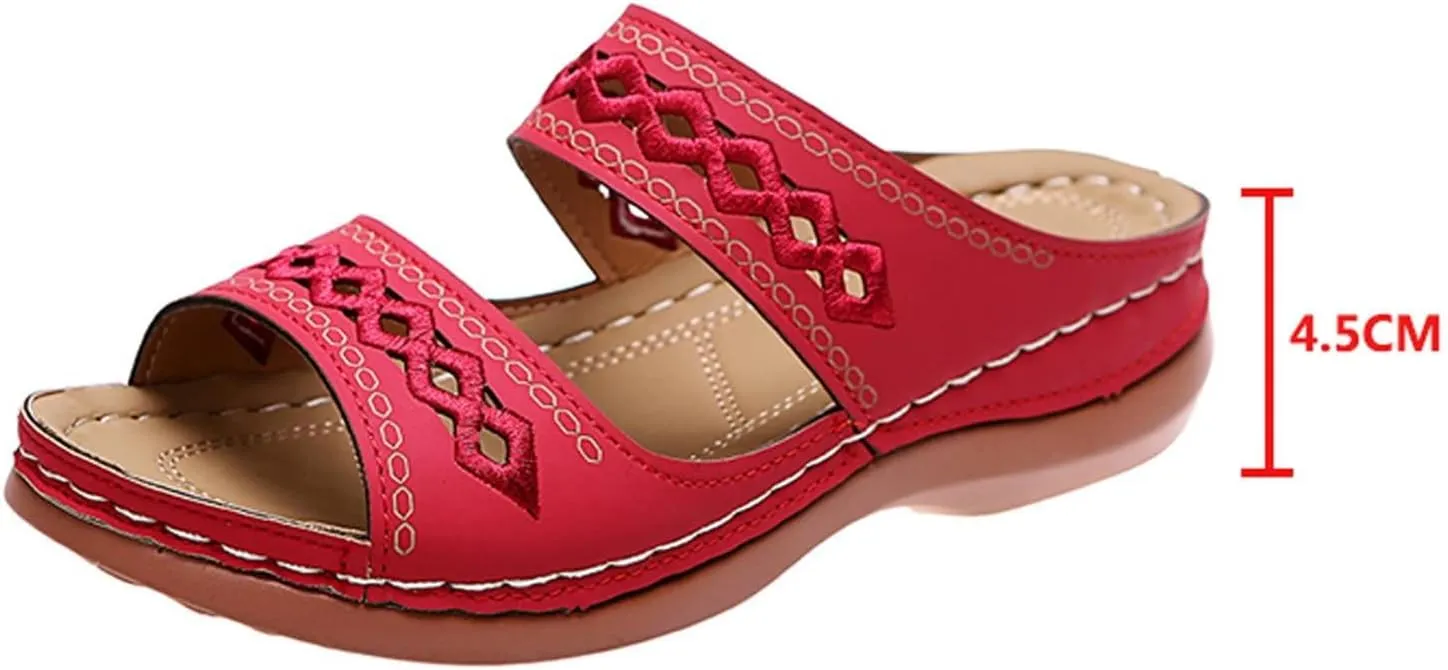 Womens Sandals Arch Support Sandals Orthotic Flat Slippers Open Toed Lightweight Wedge Sandals Comfort Walking Shoes