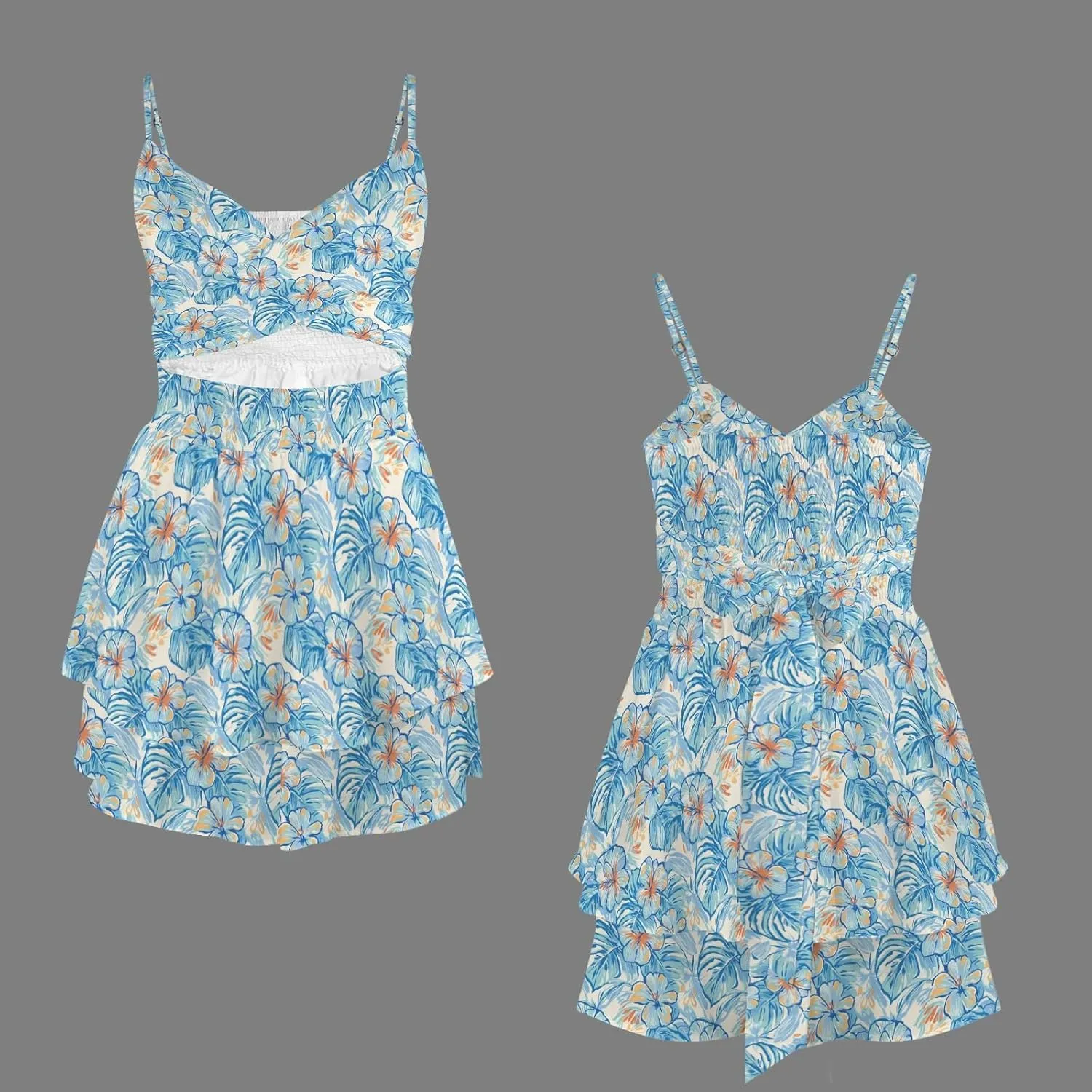 Womens' Summer 2025 V Neck Twist Ruffle Hem Shorts Romper Bow tie Casual Vacation Outfits Floral Dress
