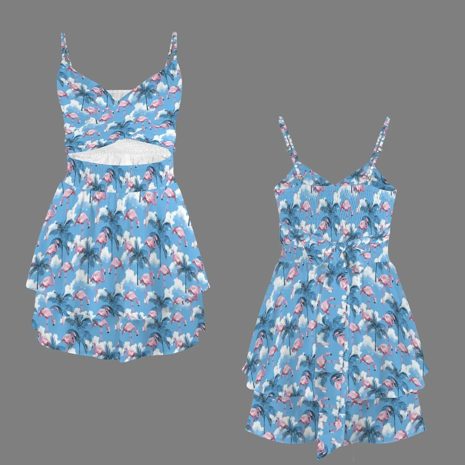 Womens' Summer 2025 V Neck Twist Ruffle Hem Shorts Romper Bow tie Casual Vacation Outfits Floral Dress